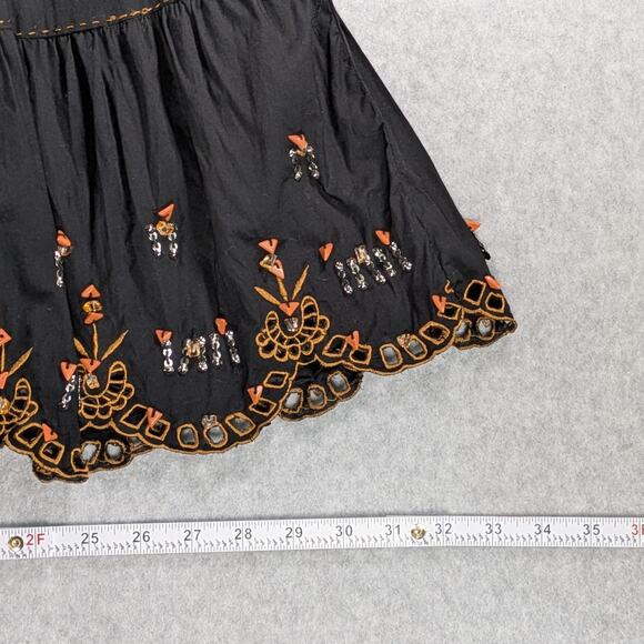 Millenium Skirt M Black Midi Embroidered Beaded Paneled Boho Festival - Picture 9 of 11